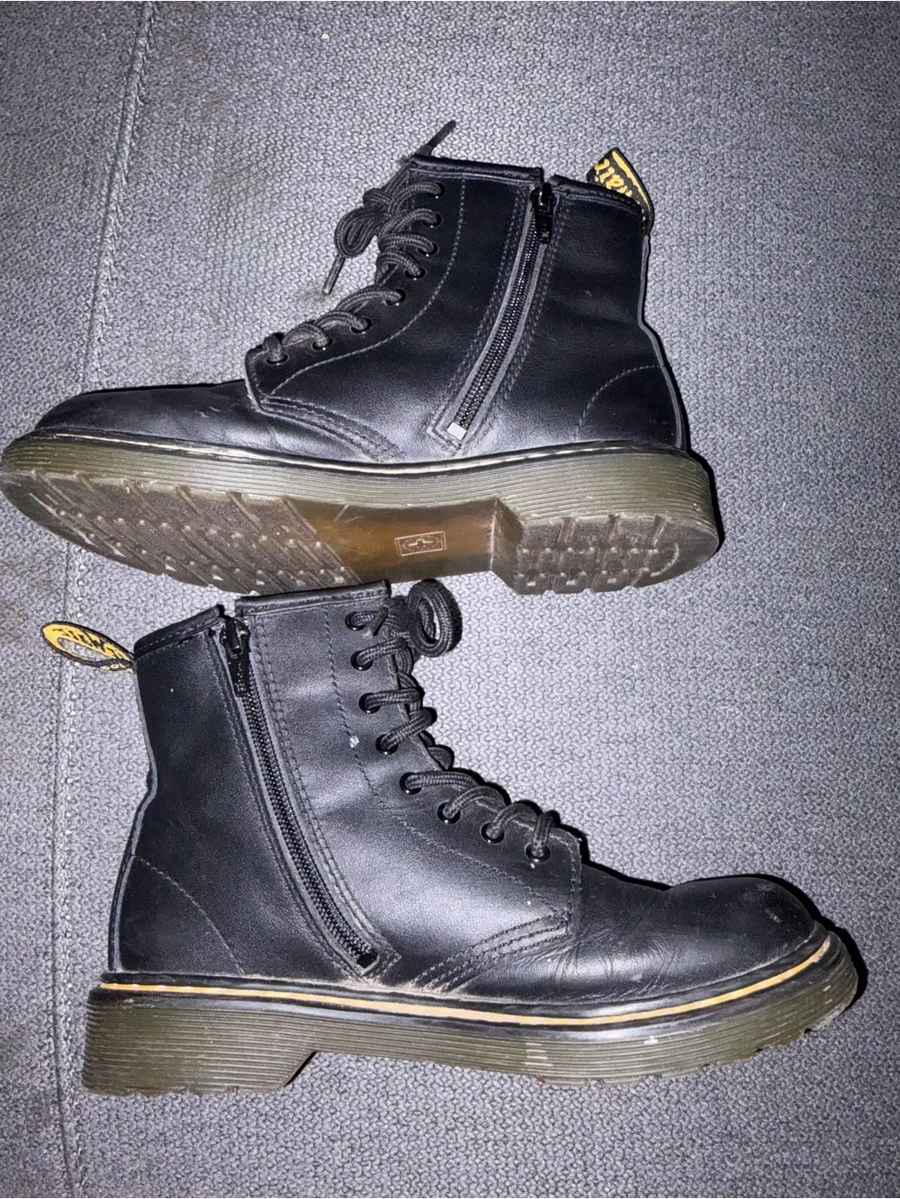 Youth Doc Marten Black Leather Lace-Up Boots